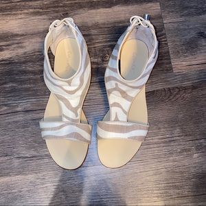 Tan and White Zebra Sandals by Calvin Klein